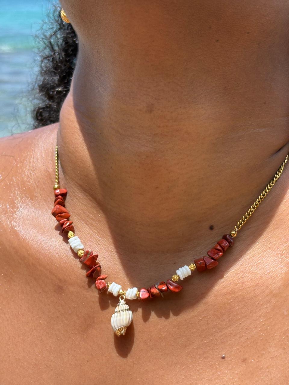 Collier Conque & Jaspe Rouge