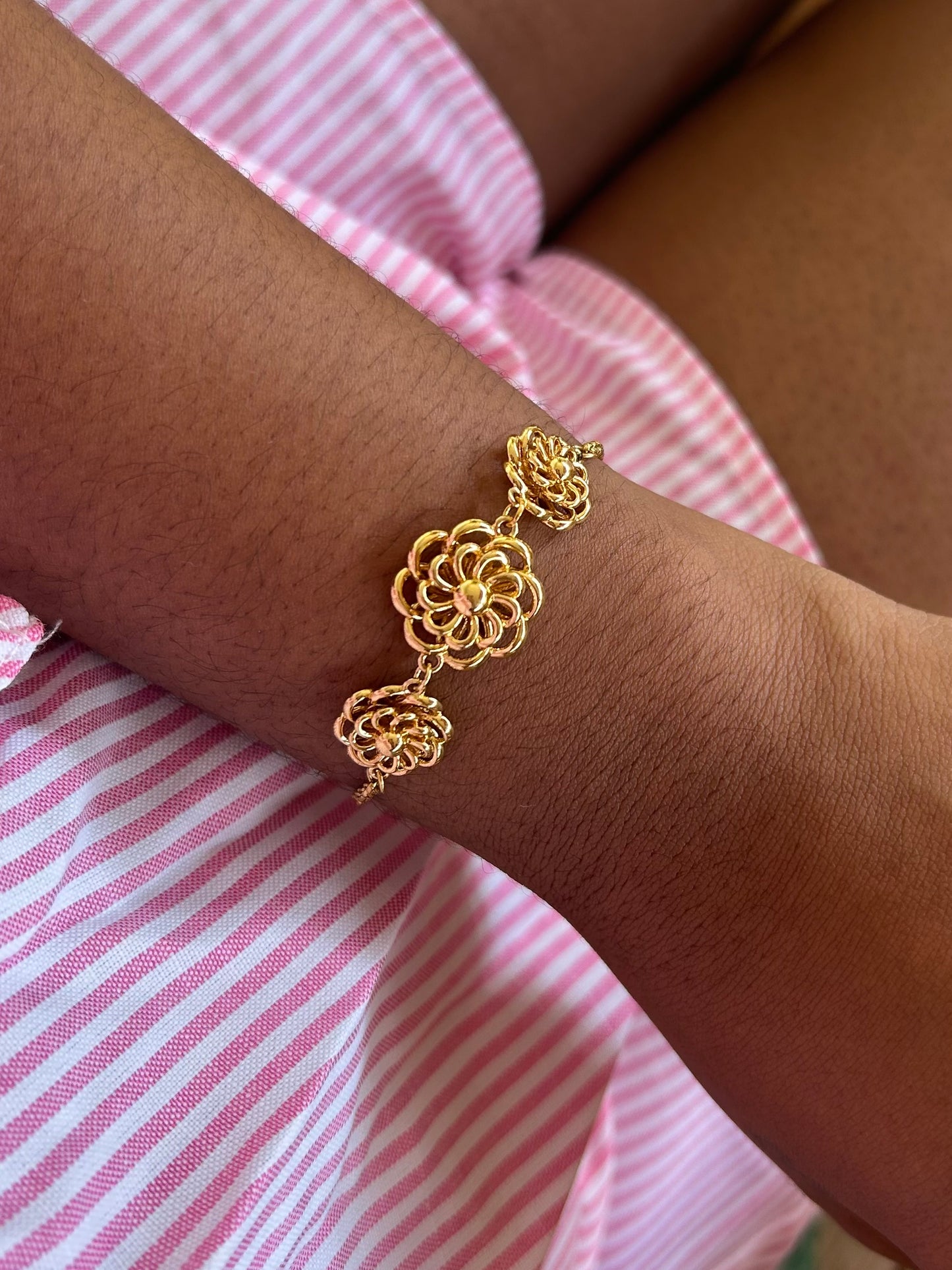 Bracelet Trois Fleurs Dorées