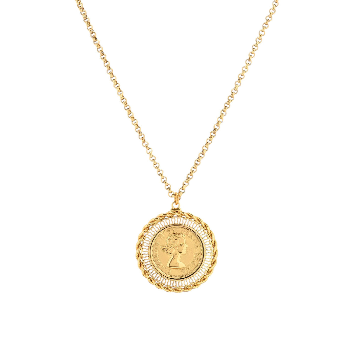 Collier Pendentif Monnaie Dorée