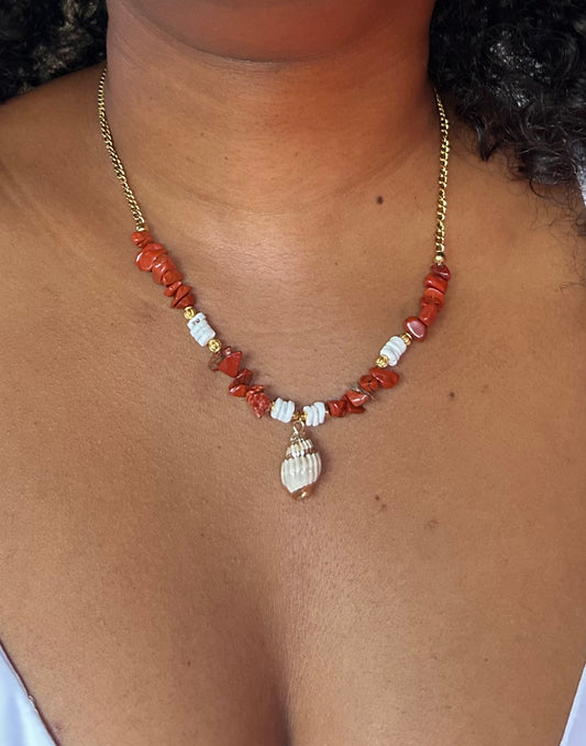 Collier Conque & Jaspe Rouge