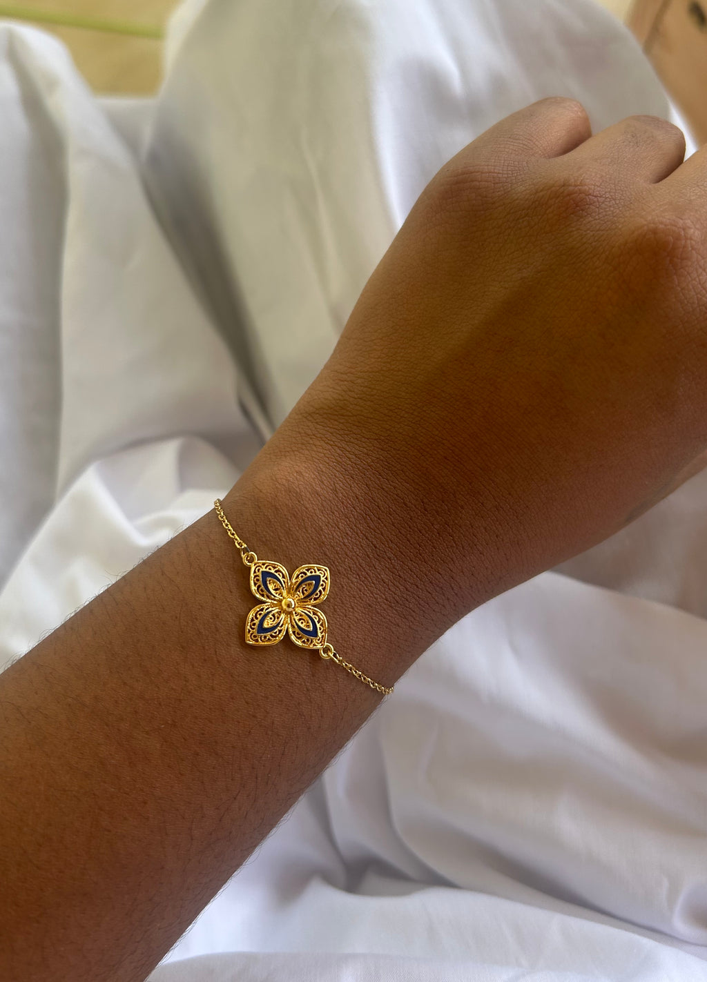 Bracelet fleur bleue