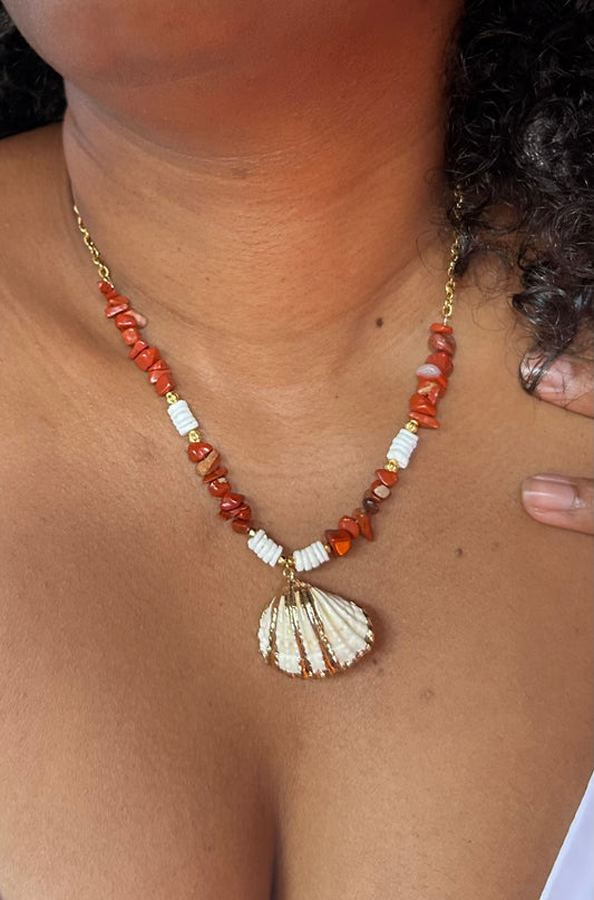 Collier "Coquille & Jaspe Rouge".