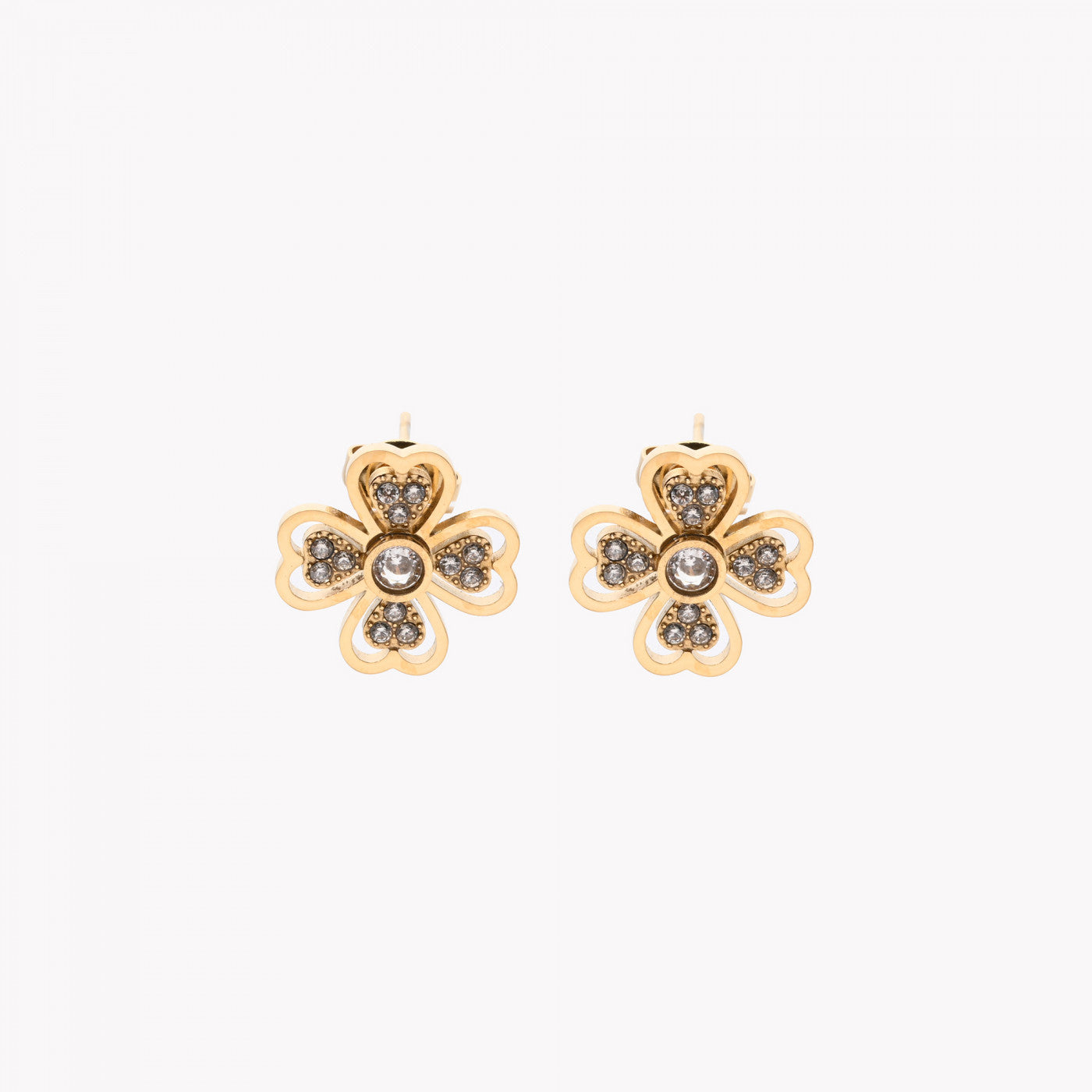 Boucles d'oreilles trèfle ouvert brillant.