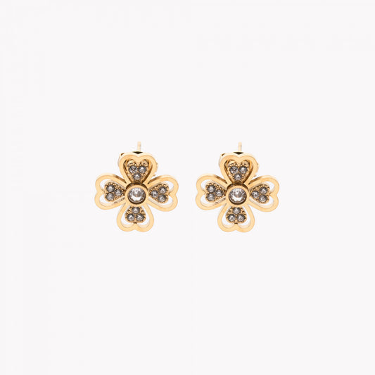 Boucles d'oreilles trèfle ouvert brillant.