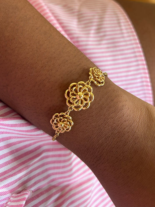Bracelet Trois Fleurs Dorées