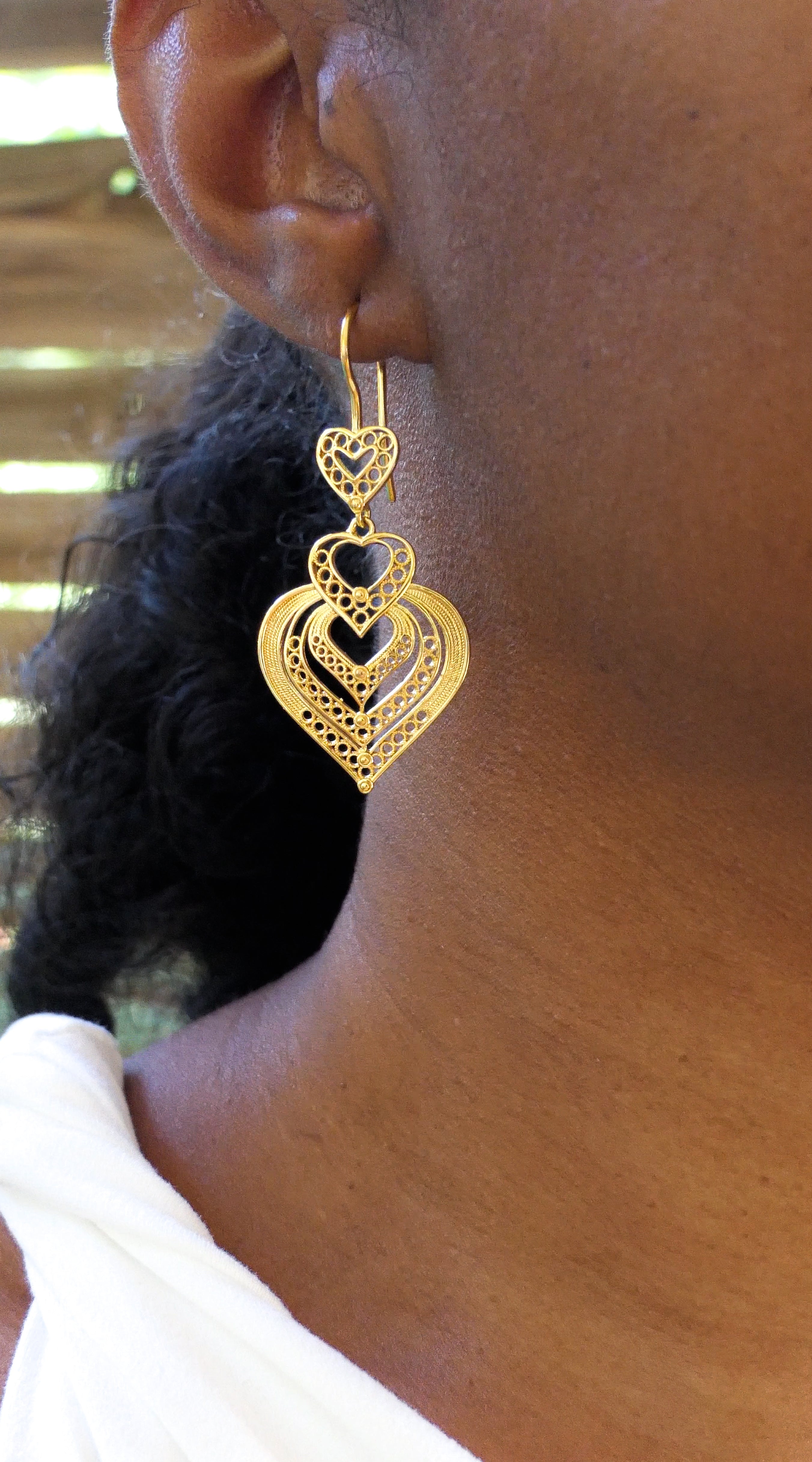 Boucles d’oreilles Cœur pendantes (petites).