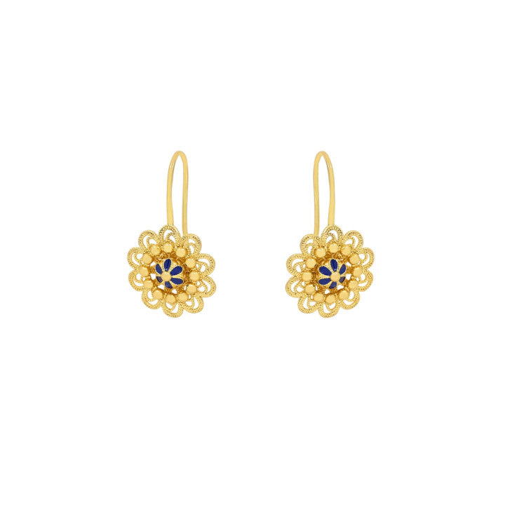 Boucles d’Oreilles Fleur Azur – Dorées & Fleur Bleue